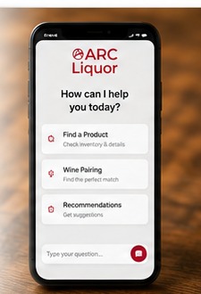 ARC Liquor AI shopping assistant displayed on a smartphone