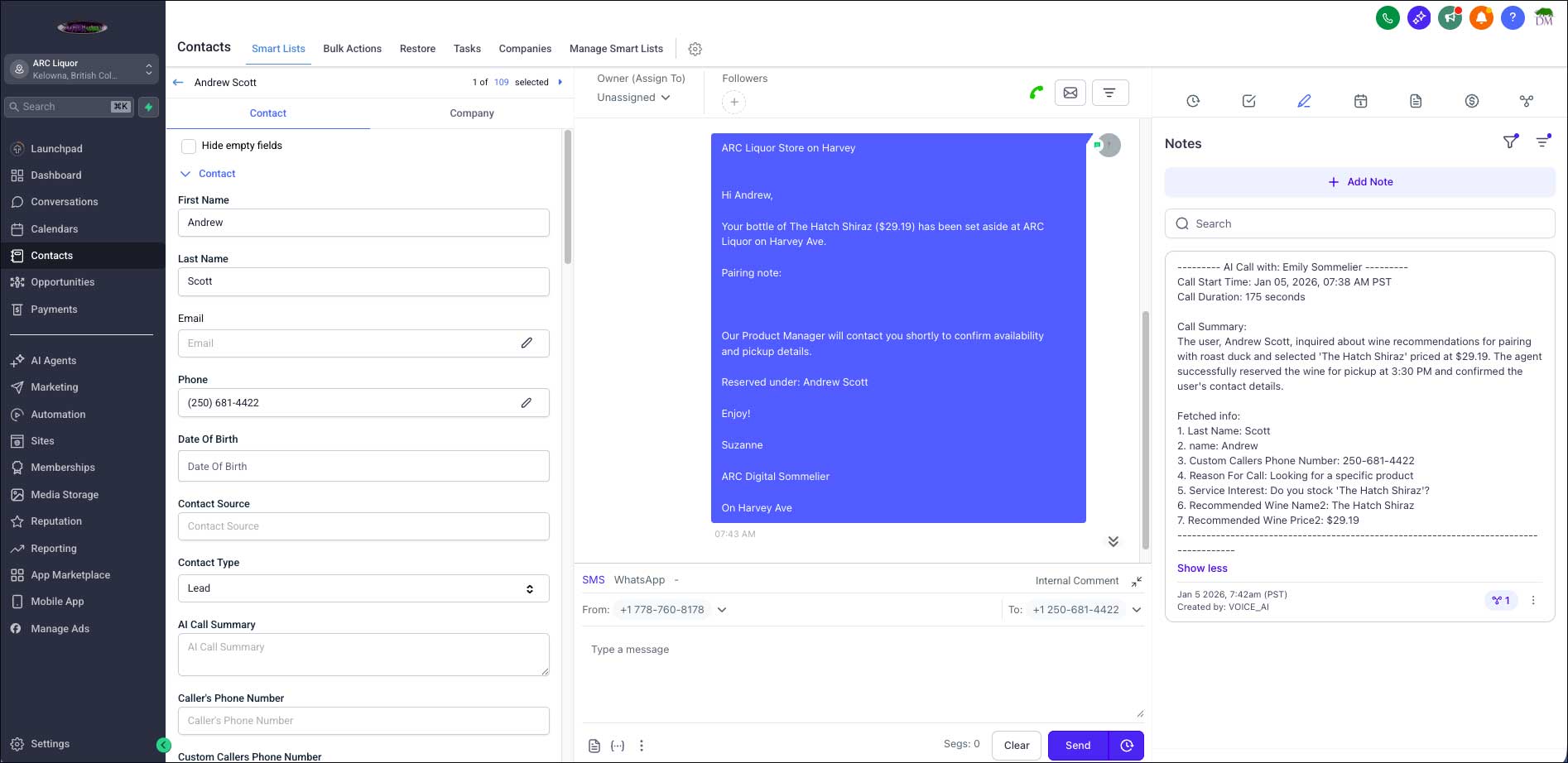image of an email that the AI sent to the store manager.