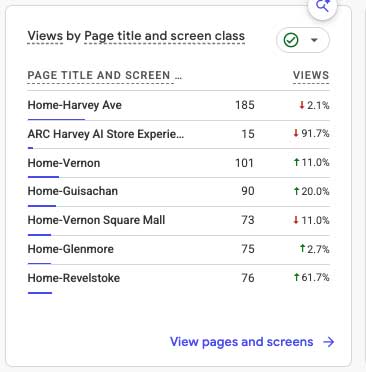 GA4 page and screen performance for Week 17