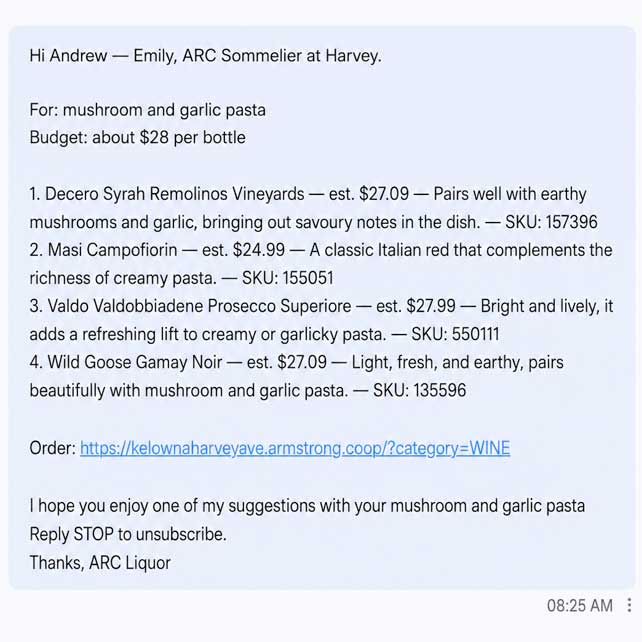 Emily voice SMS
